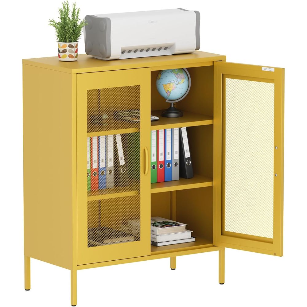 Office Storage Cabinet - Metalowa szafka siatkowa z regulowanymi półkami