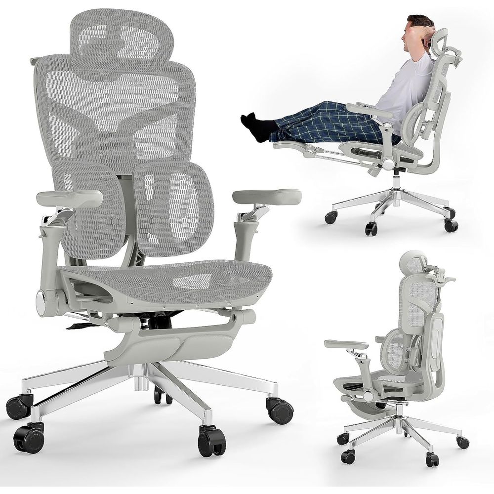 Office Furniture Zone - Ergonomiczne krzesło biurowe z podnóżkiem i