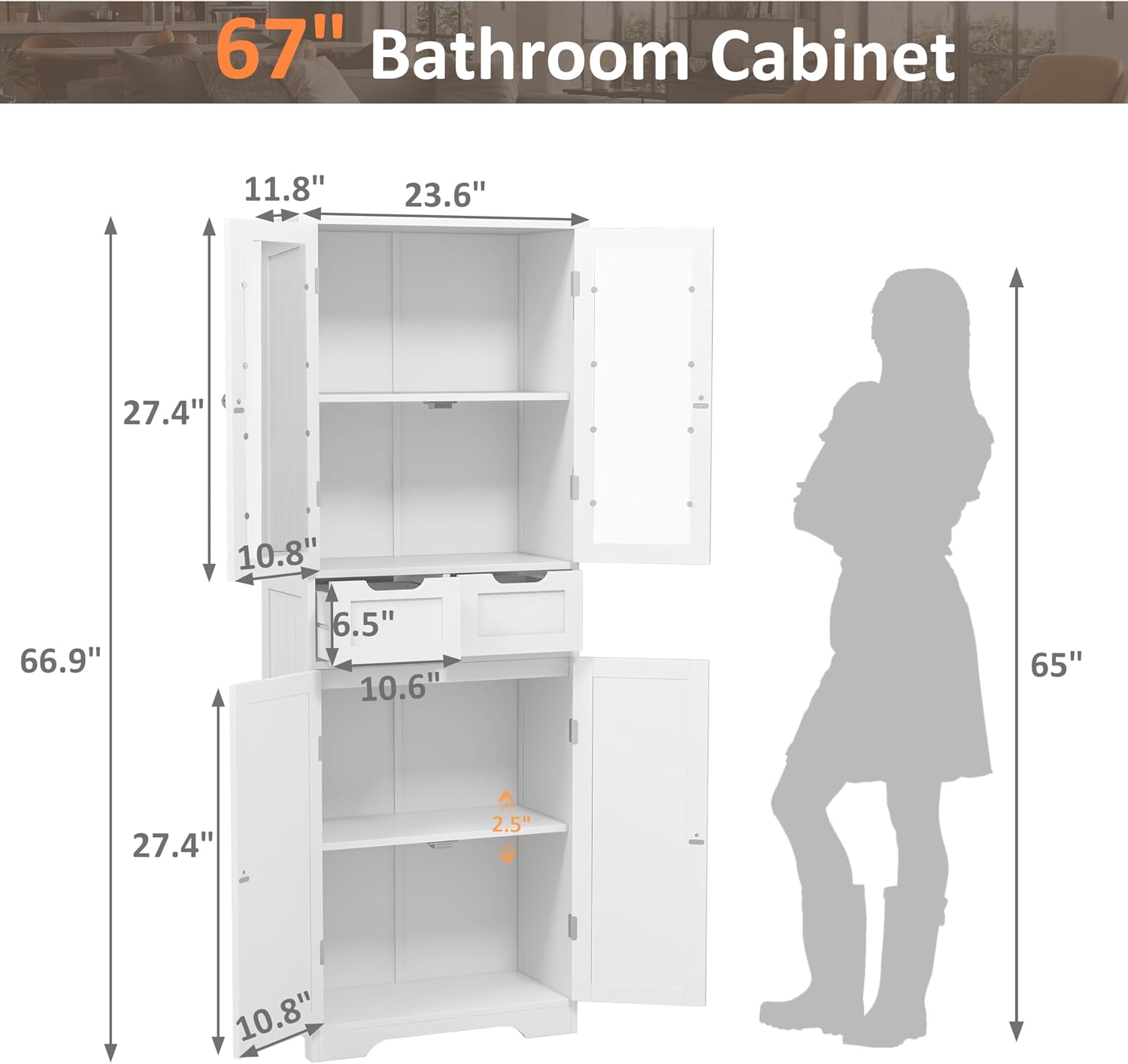 Wysoka szafka łazienkowa, woln – Office Storage Cabinet recenzja i cena